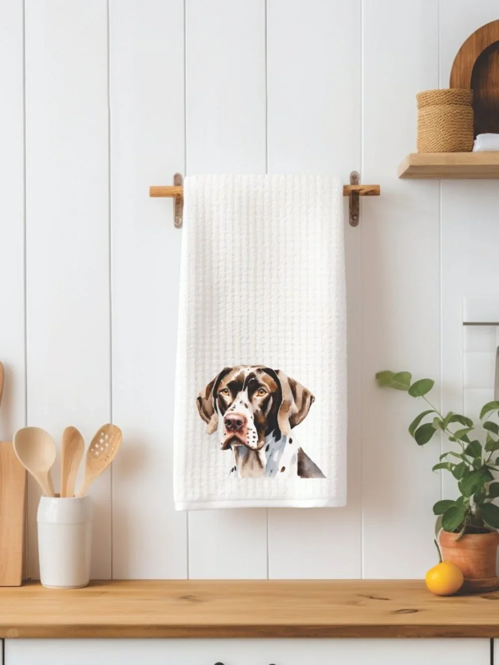 English Pointer Waffle Weave Decorative Kitchen Tea Towel